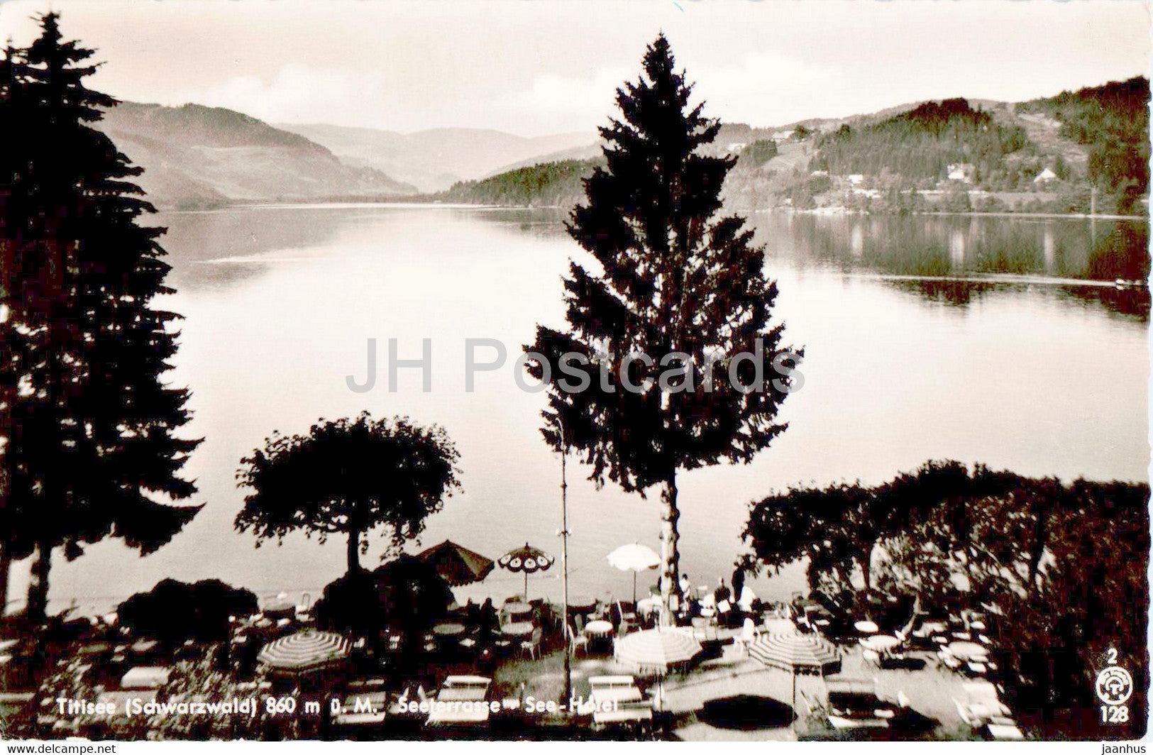 Titisee 860 m - Seeterrasse - See Hotel - old postcard - 1956 - Germany - used - JH Postcards