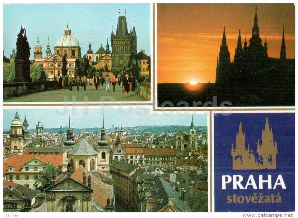 Praha - Prague - Prague Hundred Spires - Czechoslovakia - Czech - used 1977 - JH Postcards