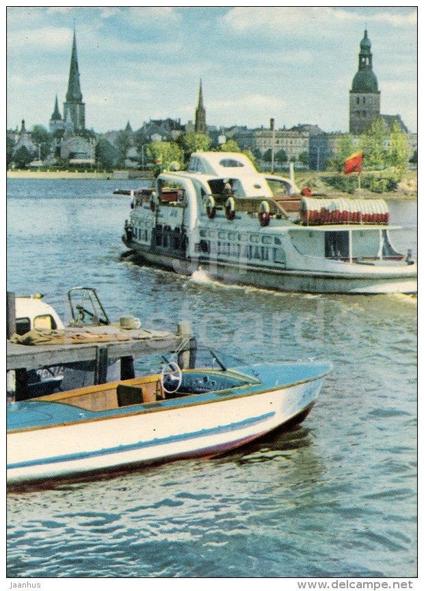 The Daugava river - passenger boat - Riga - 1963 - Latvia USSR - unused - JH Postcards