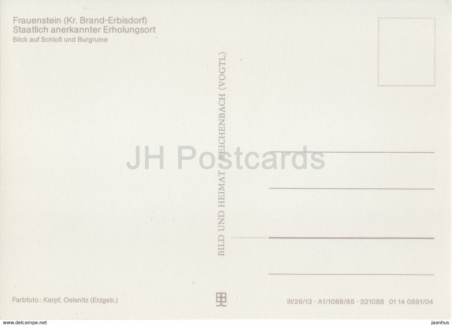 Frauenstein - Kr. Brand Erbisdorf - Burgen und Schlosser der Sachsischen Raum - Castles of Saxony - DDR Germany - unused