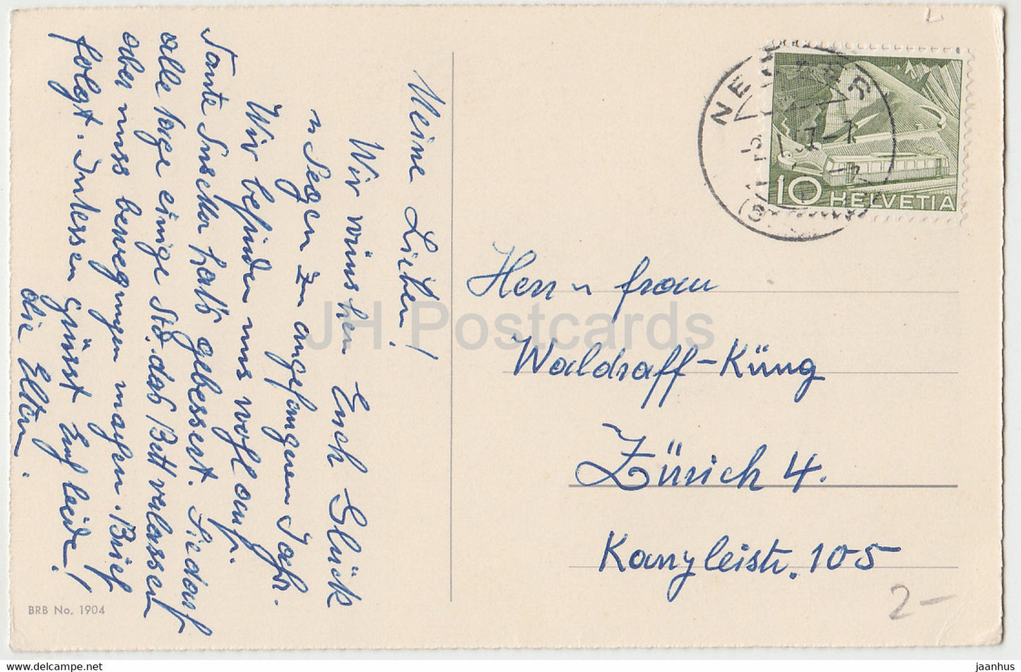 New Year Greeting Card - Die Besten Wunsche zum neuen Jahre - mountains  BRB 1904 - old postcard - 1957 - Germany - used