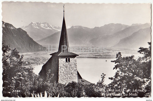 Glion - vue sur le lac Leman et les Dents du Midi - 4484 - Switzerland - 1958 - used - JH Postcards