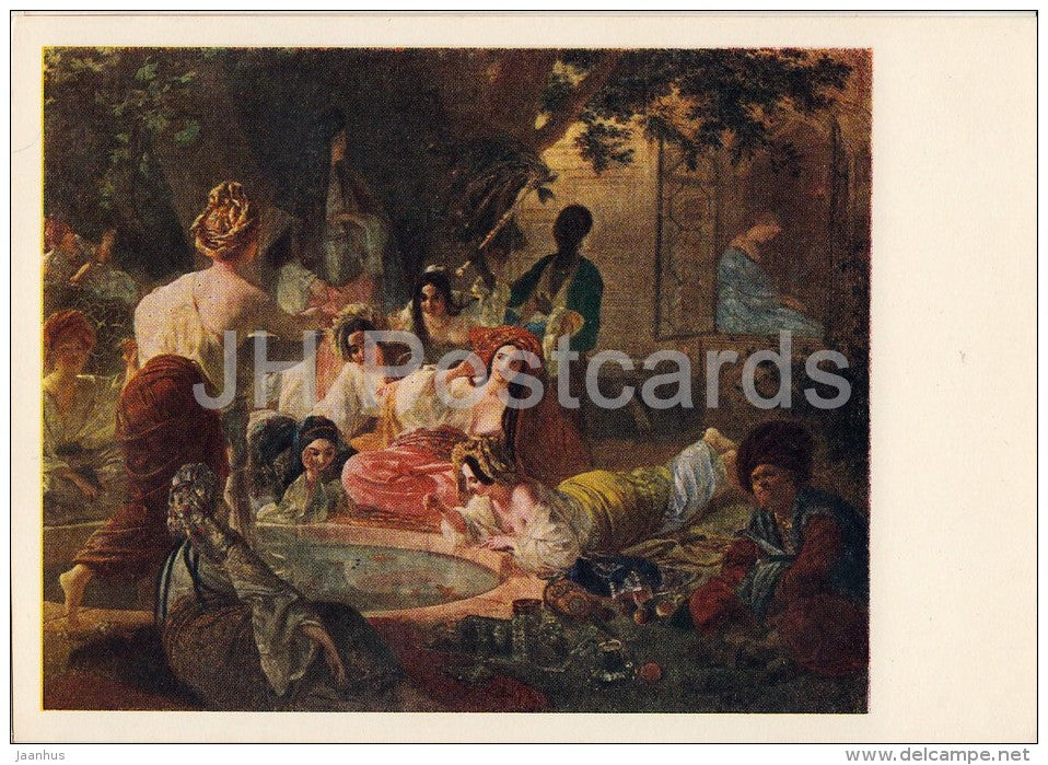 painting by K. Bryullov - Fountain of Bakhchisaray , 1837-39 - harem - Russian art - 1956 - Russia USSR - unused - JH Postcards