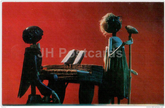 Concert - piano - Magic of the Woods - wooden figures - 1971 - Russia USSR - unused - JH Postcards