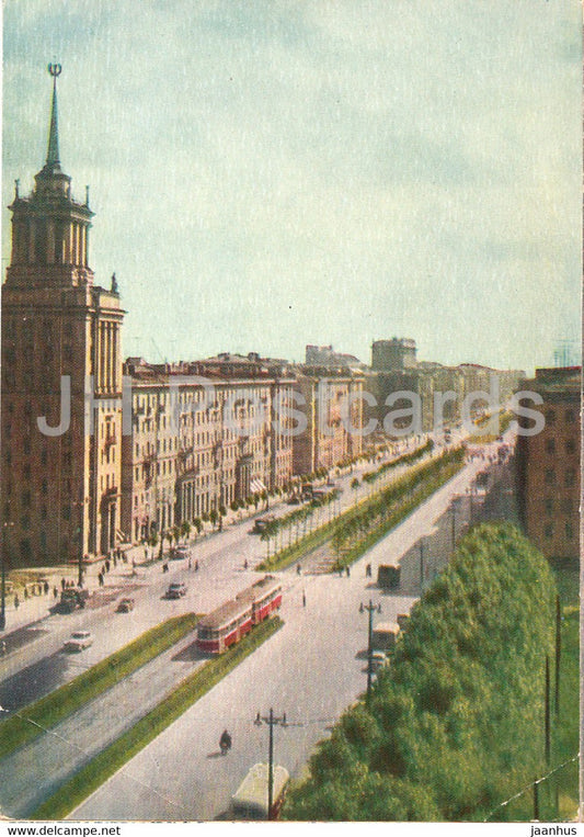 Leningrad - St Petersburg - Moscow prospect - tram - 1962 - Russia USSR - unused - JH Postcards