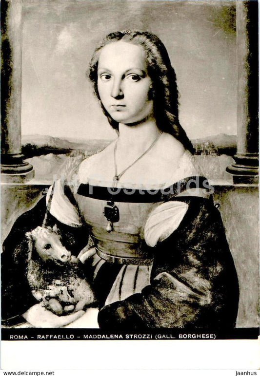 painting by Raffaello - Maddalena Strozzi - woman - Gall Borghese - Italian art - 932 - Italy - unused - JH Postcards