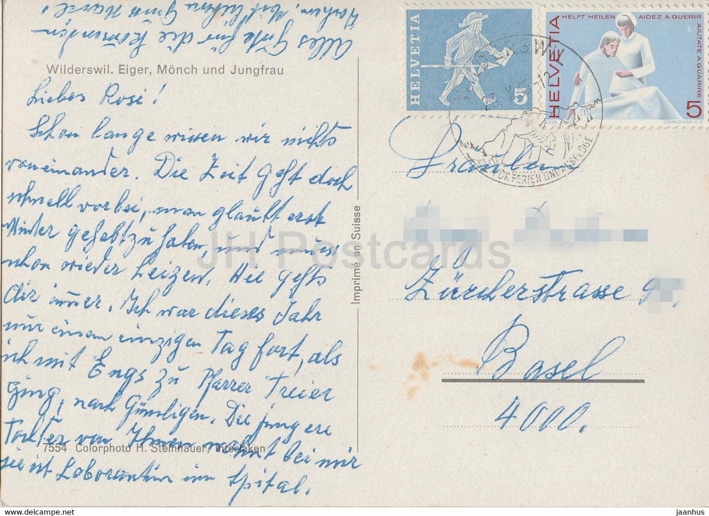 Wilderswil - Eiger - Monch - Jungfrau - 7554 - 1965 - Suisse - d'occasion