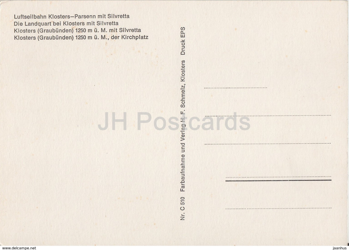 Klosters - Luftseilbahn - Silvretta - Seilbahn - Schweiz - unbenutzt