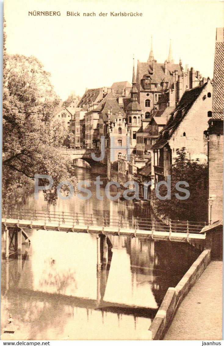 Nurnberg - Nuremberg - Blick nach der Karlsbrucke - bridge - W. H. D. 2240 - old postcard - Germany - unused - JH Postcards