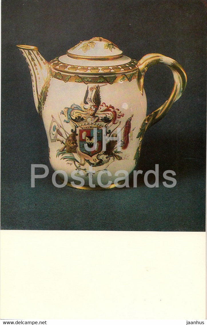 Teapot from the Rumiantsev Service - porcelain - Vinogradov Porcelains - 1974 - Russia USSR - unused - JH Postcards