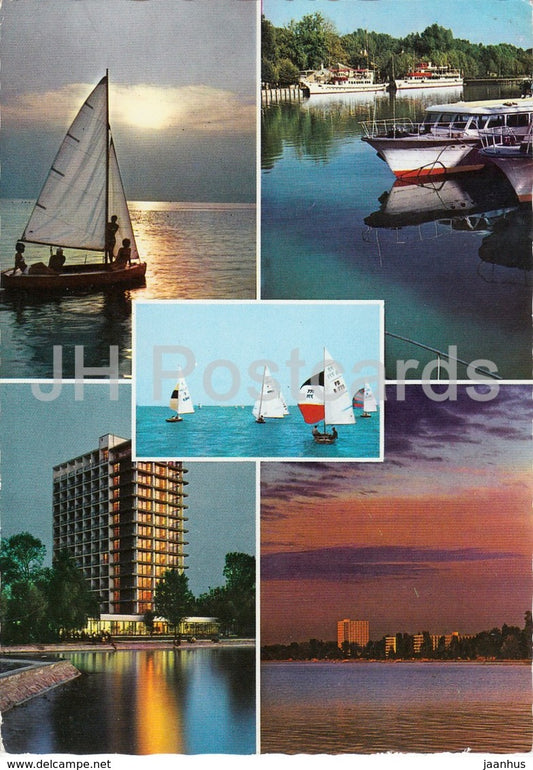 Siofok - hotel - sailing boat - multiview - 1988 - Hungary - used - JH Postcards