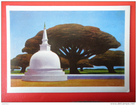 painting by A. Akhaltsev . Pagoda . Sri Lanka - russian art - unused - JH Postcards