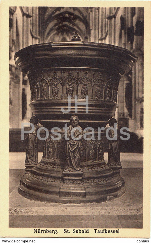 Nurnberg - St Sebald - Taufkessel - old postcard - Germany - unused - JH Postcards