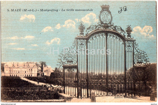 Maze - Montgeoffroy - La Grille monumentale - castle - 5 - old postcard - France - unused - JH Postcards