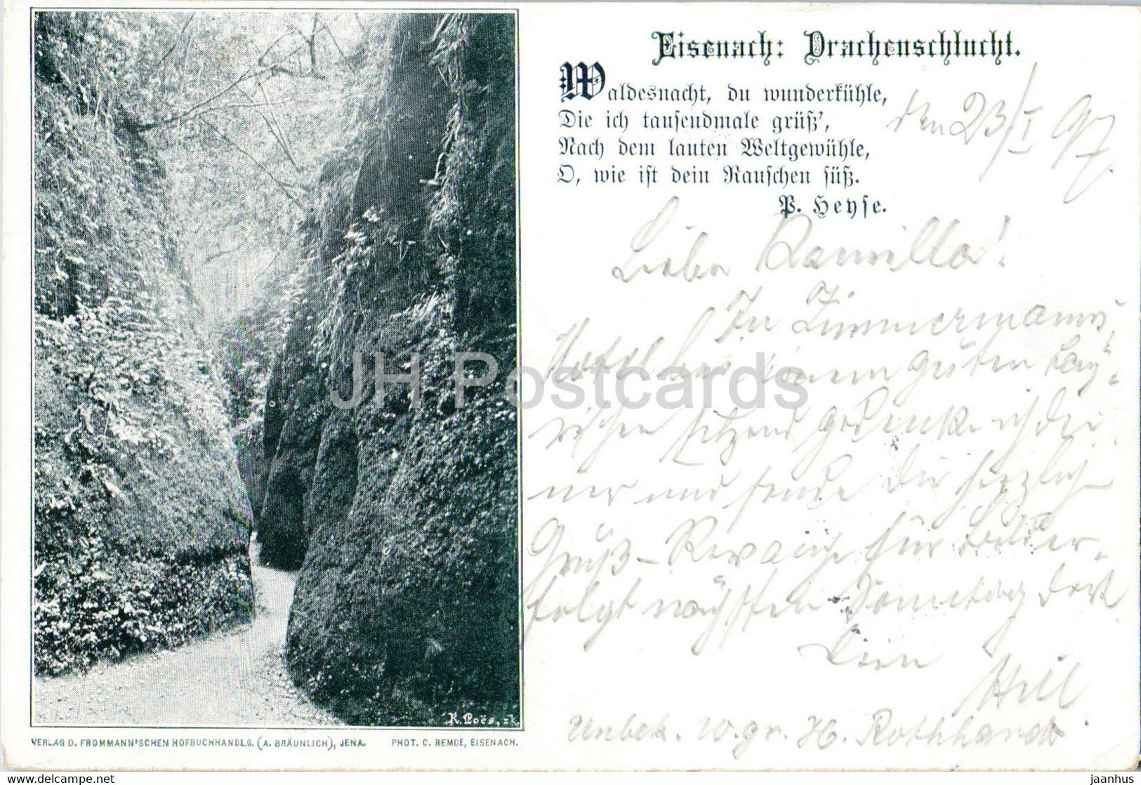 Eisenach - Drachenschlucht - P. Hense - old postcard - 1898 - Germany - used - JH Postcards