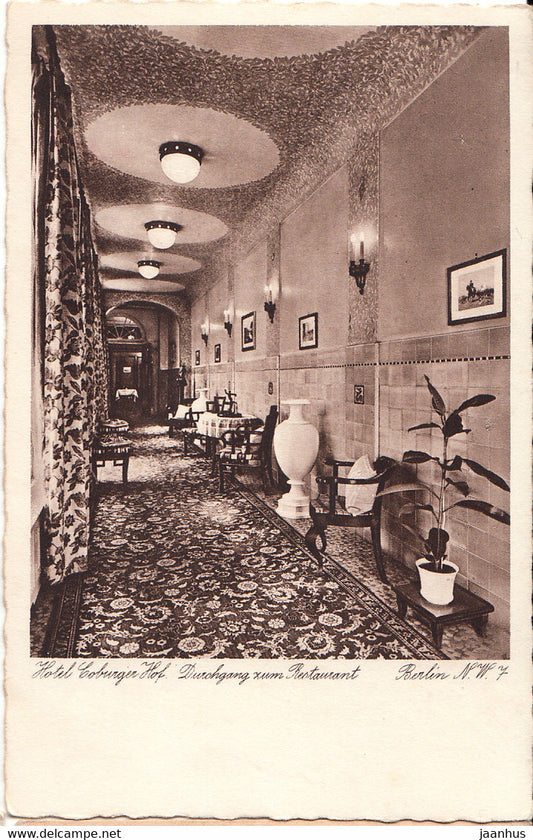Berlin - Hotel Coburger Hof - Durchgang zum Restaurant - old postcard - Germany - unused - JH Postcards