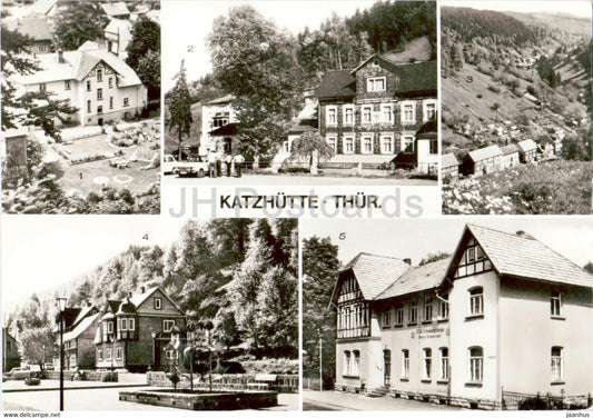 Katzhutte Thur - FDGB Erholungsheim Oberes Schwarzatal - HO Gaststatte Haus des Volkes - Brunnen - Germany DDR - unused - JH Postcards