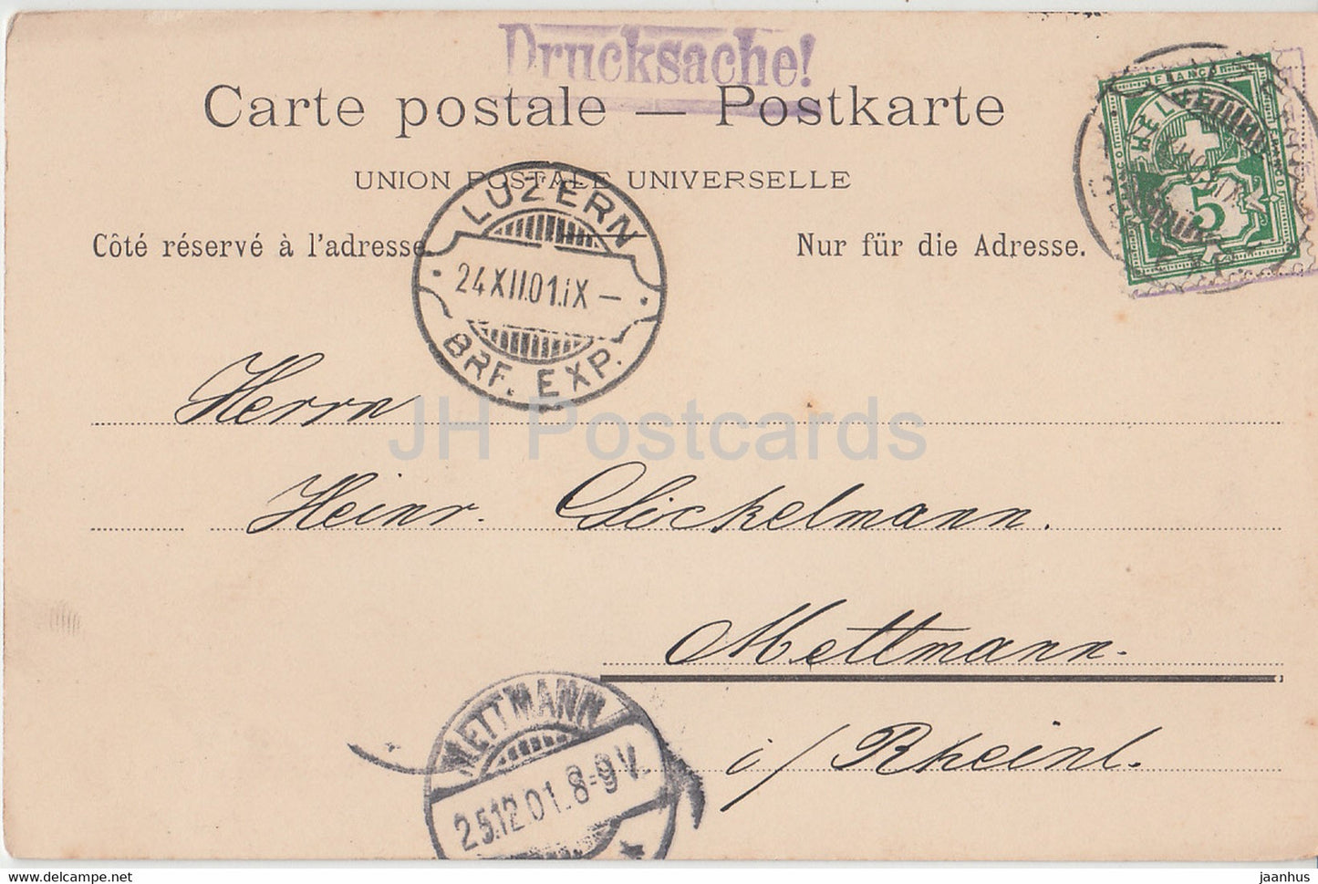 Luzern - Lucerne - Das Lowen Denkmal - monument du lion - 600- old postcard - 1901 - Switzerland - used