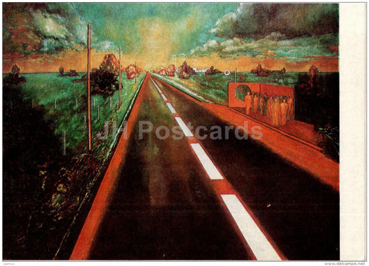 painting by K. Kaasik - The Road , 1974 - estonian art - Estonia USSR - 1984 - unused - JH Postcards