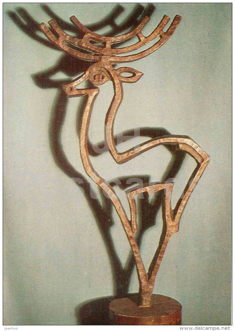 figures by Y. Yefimov - Fawn , 1933 - bronze - russian art - unused - JH Postcards