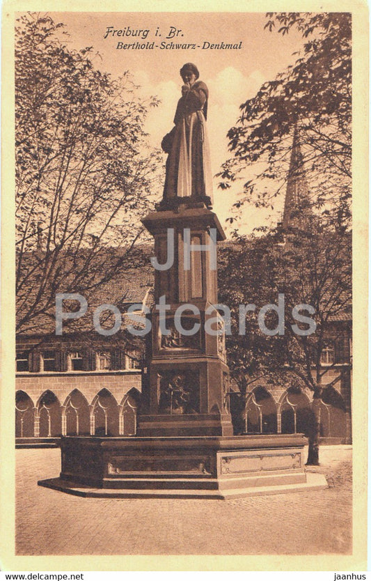 Freiburg i Br - Berthold Schwarz Denkmal - monument - old postcard - 1908 - Germany - unused - JH Postcards