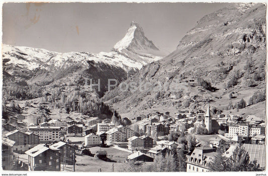 Zermatt 1616 m - Matterhorn - Mt. Cervin 4478 m - 48016 - Switzerland - 1963 - used - JH Postcards