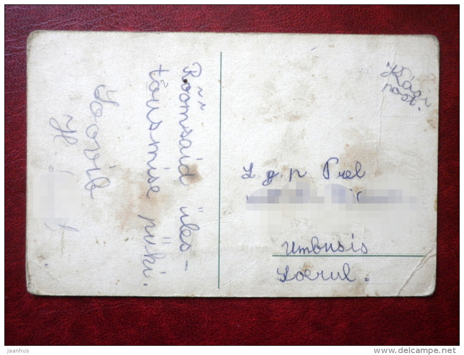 Easter Greeting Card - young woman - old postcard - Estonia - used - JH Postcards