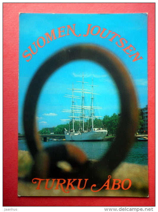 greetings from Turku - sailing ship - Turku - 645 - Finland - sent from Finland to Estonia USSR 1981 - JH Postcards