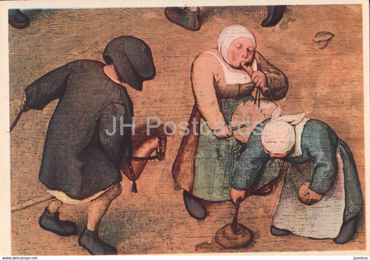 painting by Pieter Bruegel - Kinderspiele - children playing - detail - Dutch art - Germany - unused - JH Postcards