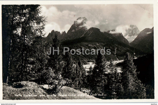 Valle Fiscalina con croda rossa Cima undici e Cima dodici - old postcard - Italy - unused - JH Postcards