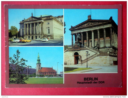 Deutsche Staatsoper , Marienkirche , National-Galerie - DDR 30 - DDR Germany - sent from Berlin to Estonia USSR 1979 - JH Postcards
