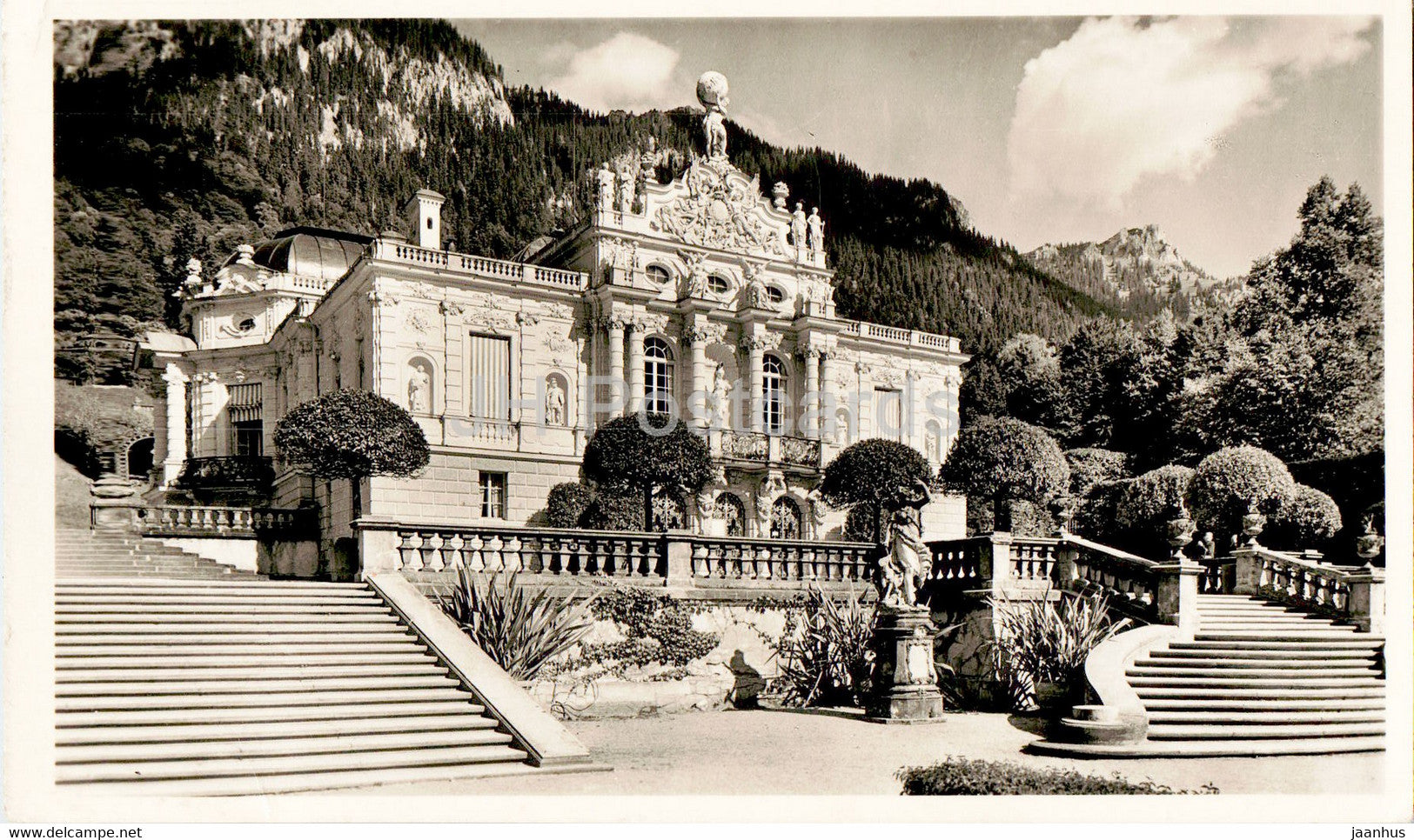 Schloss Linderhof - castle - old postcard - 1954 - Germany - used - JH Postcards