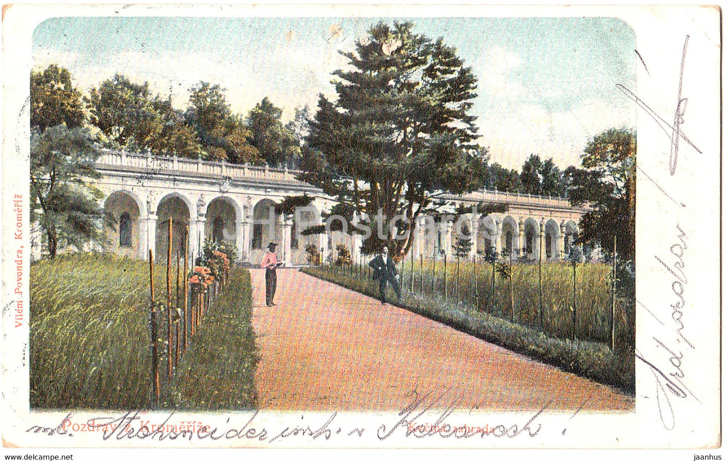Pozdrav z Kromerize - Kromeriz - kvetna zahrada  - old postcard - 1902  - Czech Republic - used - JH Postcards