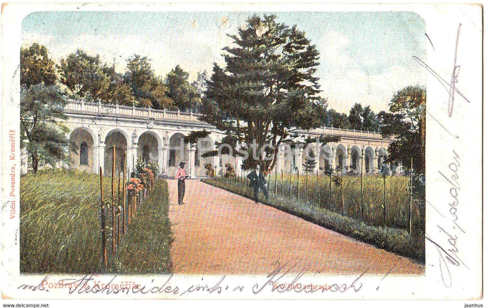 Pozdrav z Kromerize - Kromeriz - kvetna zahrada  - old postcard - 1902  - Czech Republic - used - JH Postcards