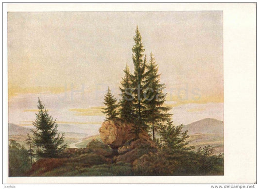 painting by Caspar David Friedrich - Ausblick ins Elbtal - View into the Elbe valley - nature - german art - unused - JH Postcards