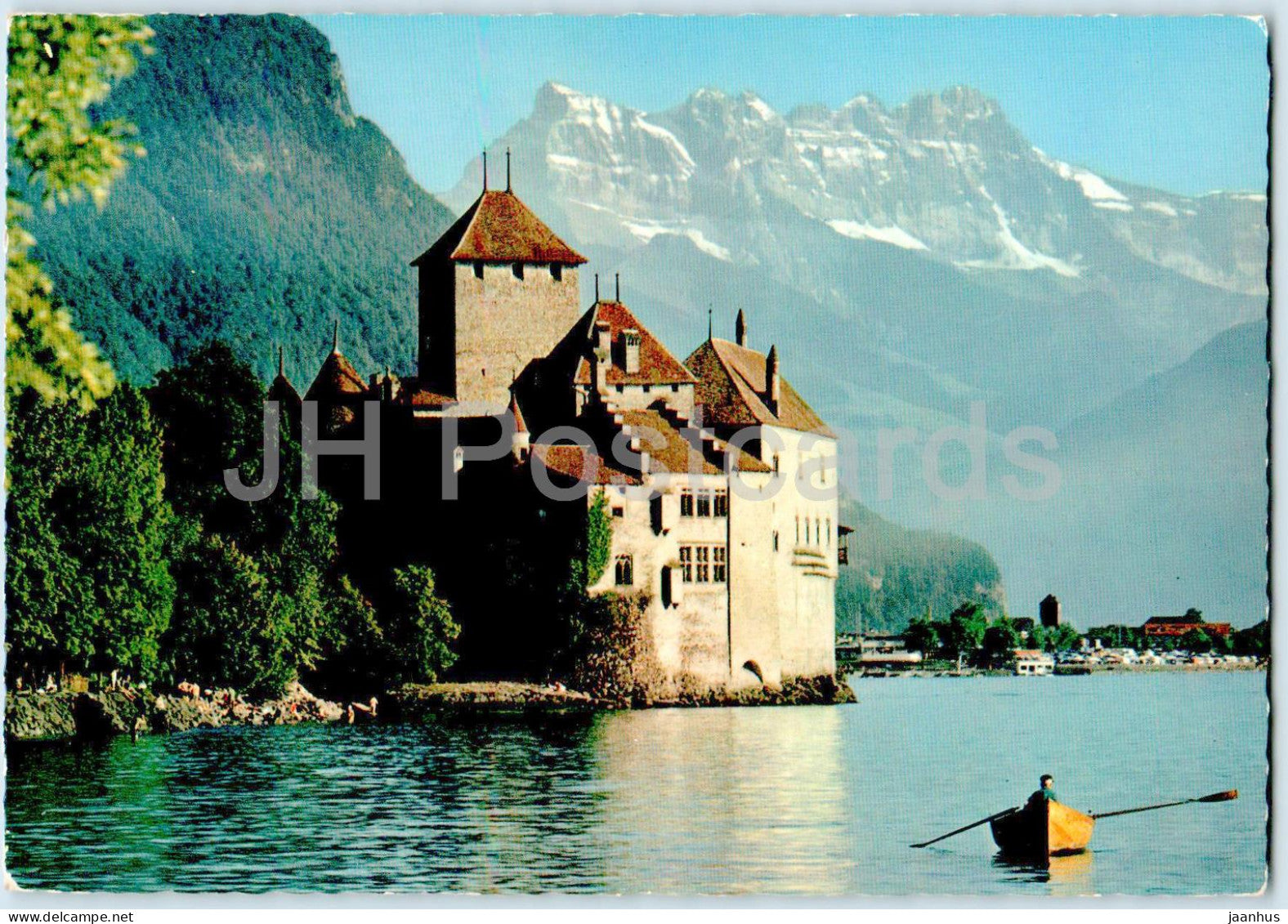 Lac Leman - Le Chateau de Chillon et les Dents du Midi - castle - 1966 - Switzerland - used - JH Postcards