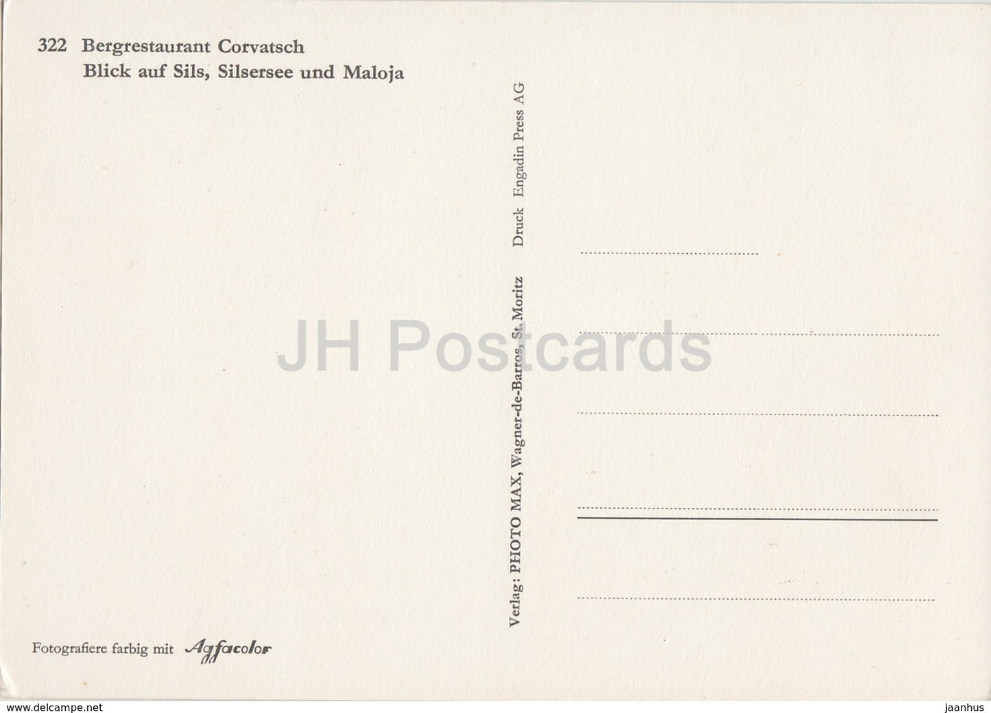 Bergrestaurant Corvatsch - Blick auf Sils - Silsersee und Maloja - Switzerland - unused