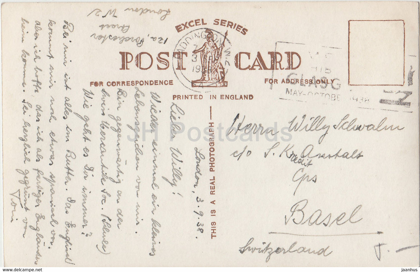 London - Thames Embankment - tram - car - Excel Series -127 - old postcard - 1938 - England - United Kingdom - used