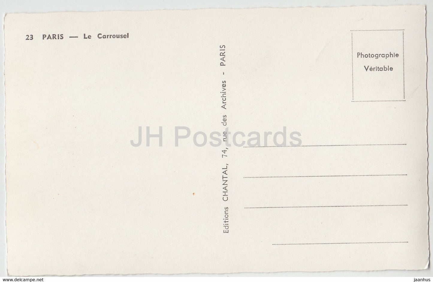 Paris - La Carrousel - 23 - old postcard - France - unused