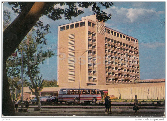 hotel Samarkand - bus LAZ - Samarkand - postal stationery - 1973 - Uzbekistan USSR - unused - JH Postcards