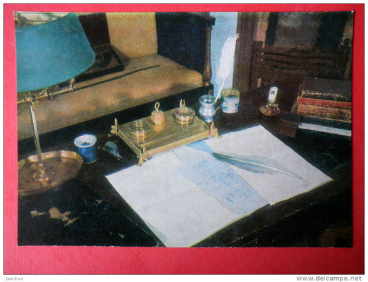 Pushkin`s Study . The Writing-Table - The Pushkin State Museum-Preserve - 1982 - Russia USSR - unused - JH Postcards