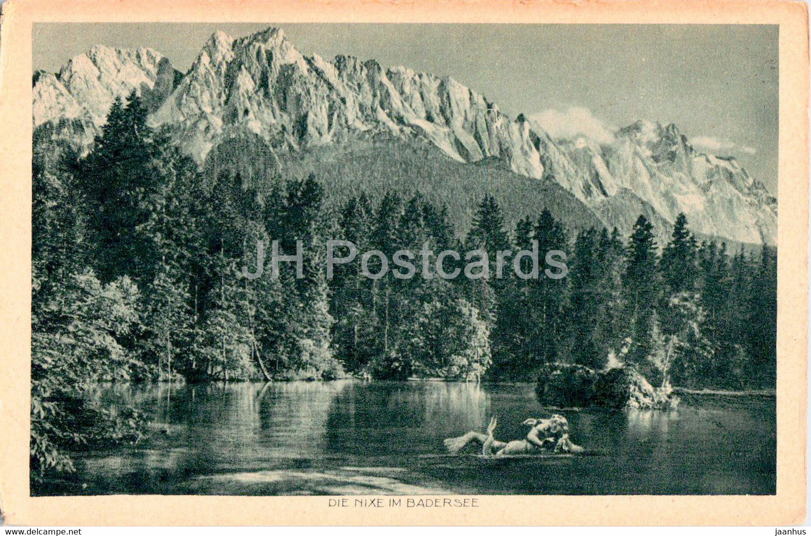 Die Nixe im Badersee - 1043 - old postcard - Germany - unused - JH Postcards