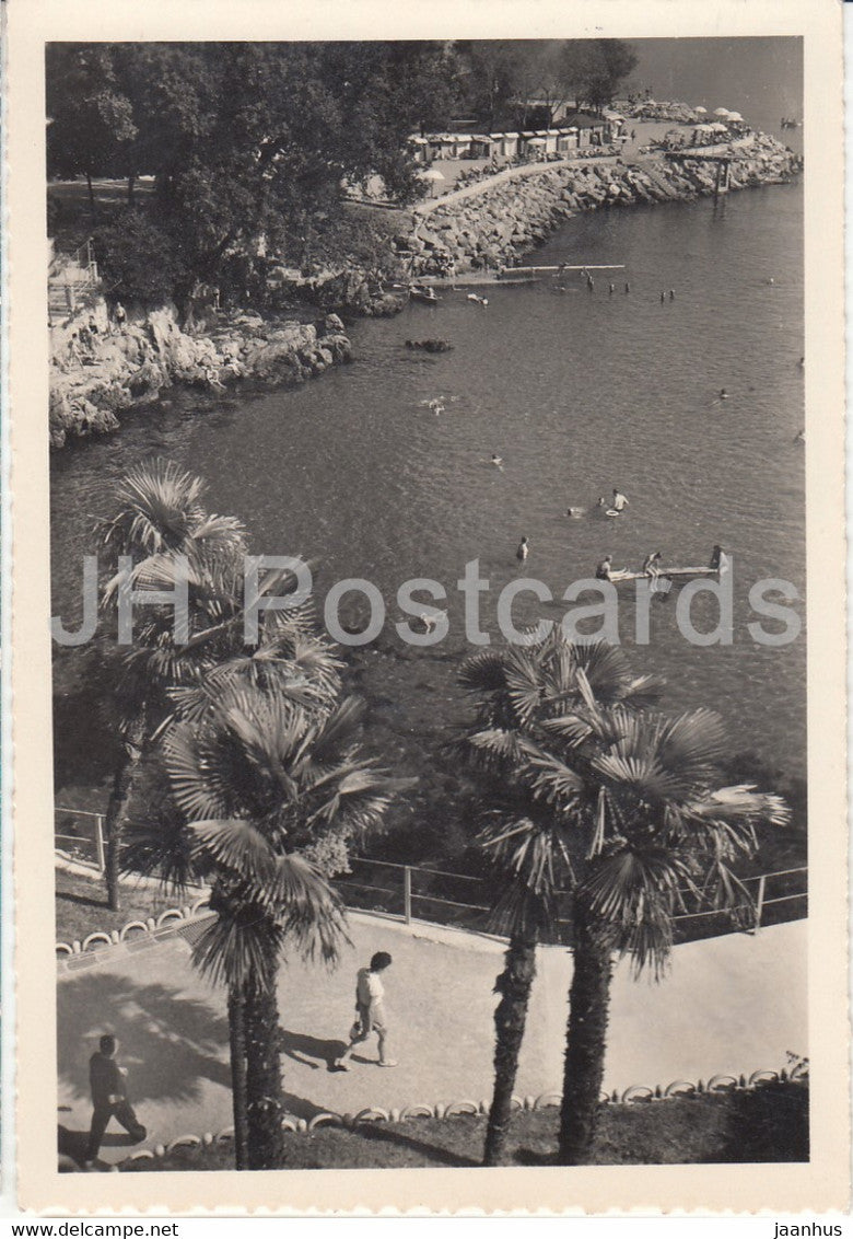 Opatija - sea view - old postcard - 1955 - Yugoslavia - Croatia - used - JH Postcards