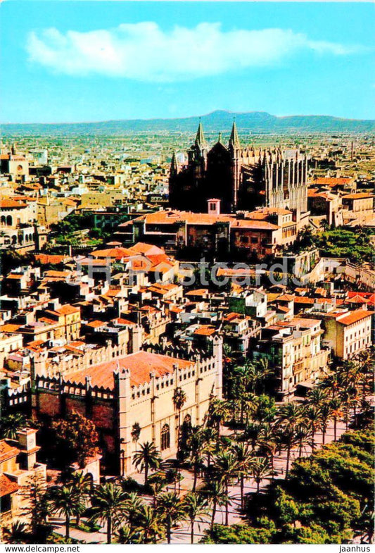 Mallorca - Palma - Vista aerea de la Lonja y la Catedral - aerial view - cathedral - Spain - unused - JH Postcards