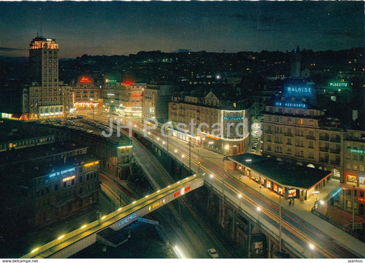 Ouchy Lausanne - Le Grand Pont et la Tour Metropole Bel-Air de nuit - 670 - Switzerland - unused - JH Postcards