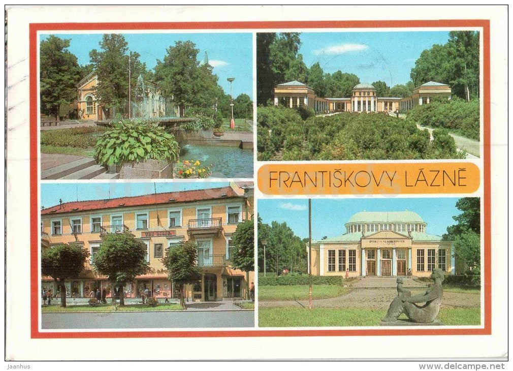 Park Café - spring Natalie - Spa Institute Three lily - Glauber - Frantiskovy Lazne - Czechoslovakia - Czech - used 1984 - JH Postcards