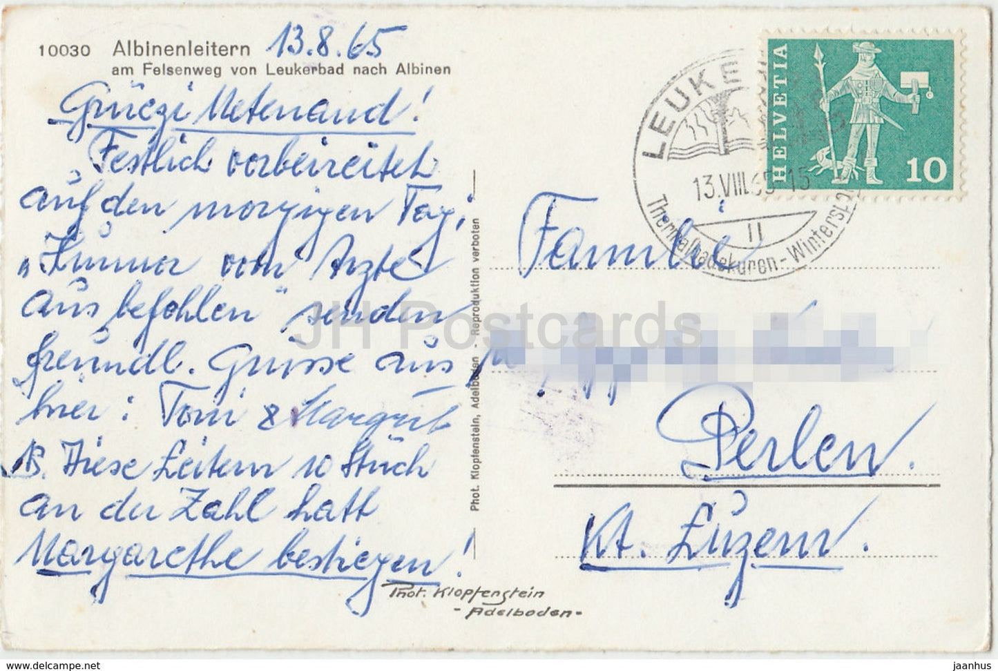 Albinenleitern am Felsenweg von Leukerbad nach Albinen - alpiniste - 10030 - Suisse - 1965 - utilisé