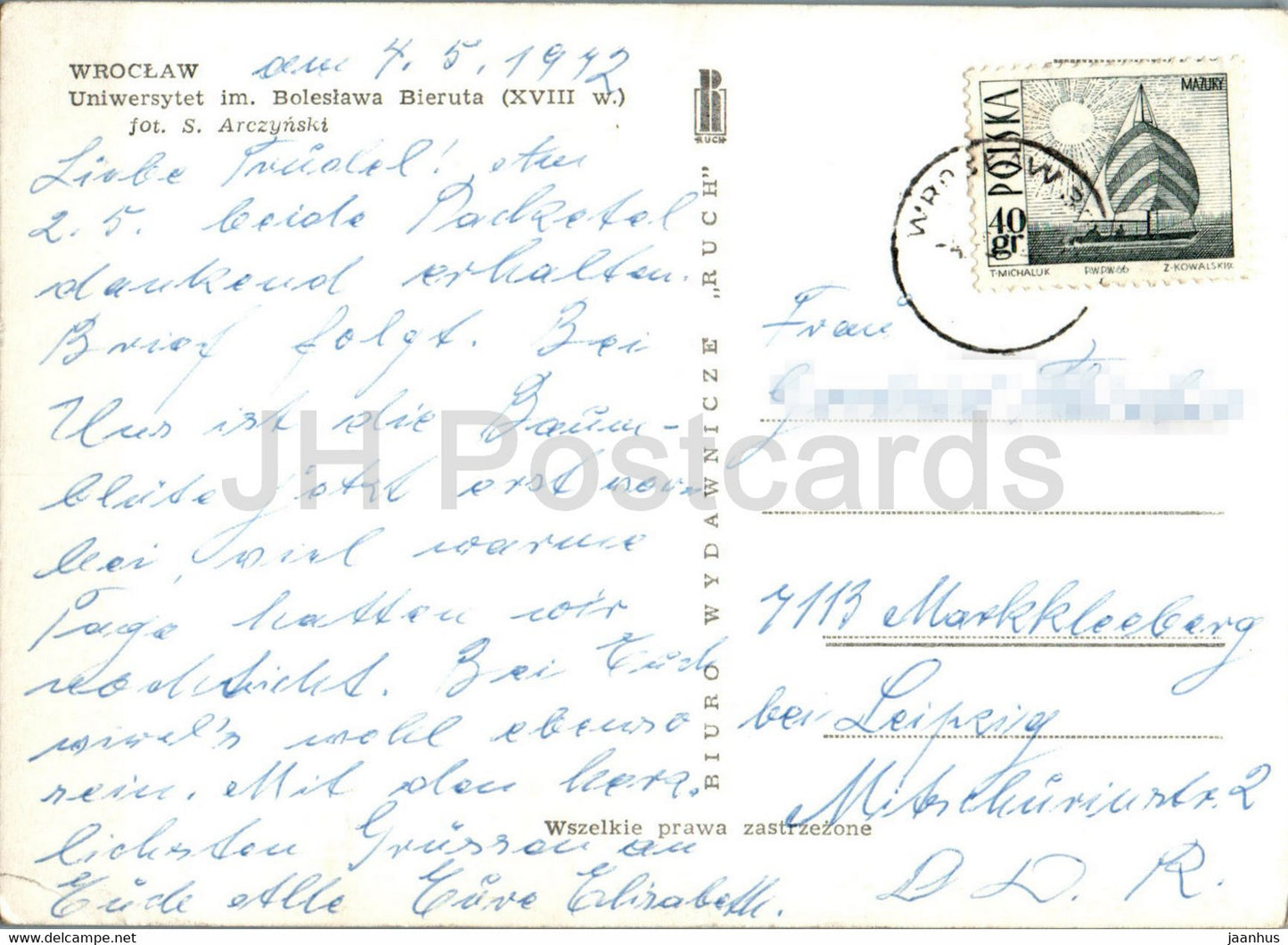 Wroclaw - Uniwersytet im Boleslawa Bieruta - université - 1972 - Pologne - utilisé