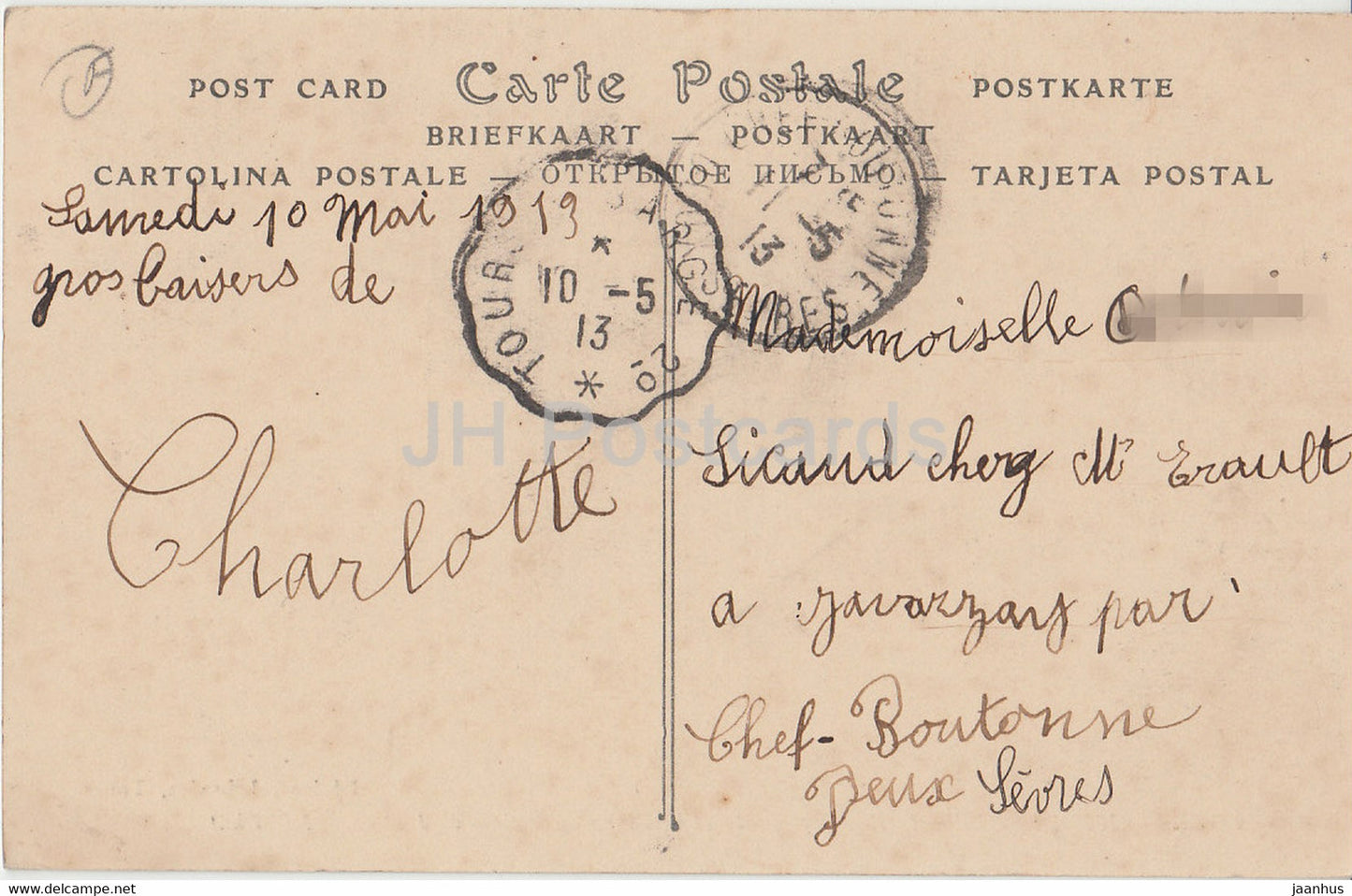 Touren - L'Hotel de Ville - La Rue Nationale et la Place du Palais de Justice - alte Postkarte - 1913 - Frankreich - gebraucht