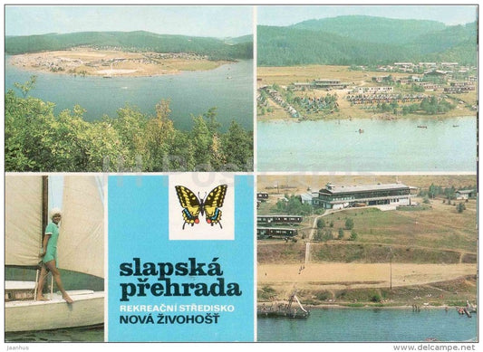 Slapska prehrada - dam - sailing boat - Nova Zivohost - Czechoslovakia - Czech - used - JH Postcards